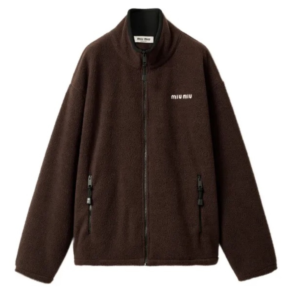 Miu Miu Brown Fleece Zip Jacket - Picture 1 of 4